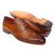 Paul Parkman ''ZLS32CML" Brown Genuine Calfskin Leather Perforated Lace-Up Shoes.