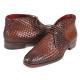 Paul Parkman ''CK82WVN" Brown Genuine Woven Leather Chukka Boots.