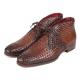 Paul Parkman ''CK82WVN" Brown Genuine Woven Leather Chukka Boots.