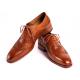 Paul Parkman ''5447-BRW" Brown Genuine Hand-Painted Leather Wingtip Oxfords Shoes.