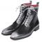 Paul Parkman ''BT535-GRY" Burnished Grey Genuine Hand-Painted Calfskin Leather Lace-Up Boots.