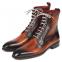 Paul Parkman ''BT534-BRW'' Burnished Brown Genuine Hand-Painted Calfskin Leather Lace-Up Boots.