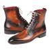 Paul Parkman ''BT534-BRW'' Burnished Brown Genuine Hand-Painted Calfskin Leather Lace-Up Boots.