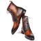 Paul Parkman ''BT534-BRW'' Burnished Brown Genuine Hand-Painted Calfskin Leather Lace-Up Boots.