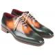 Paul Parkman ''097GV22" Green / Camel Genuine Leather Wingtip Shoes.