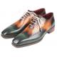 Paul Parkman ''097GV22" Green / Camel Genuine Leather Wingtip Shoes.