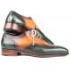 Paul Parkman ''097GV22" Green / Camel Genuine Leather Wingtip Shoes.