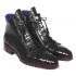 Paul Parkman ''82BLK76" Black Genuine Crocodile / Calfskin Side Zipper Boots .