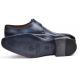 Paul Parkman ''98F54-NVY" Navy Genuine Leather Monkstrap Wingtip Shoes.