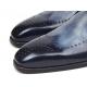 Paul Parkman ''98F54-NVY" Navy Genuine Leather Monkstrap Wingtip Shoes.