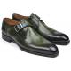 Paul Parkman ''98F54-GRN" Green Genuine Leather Monkstrap Wingtip Shoes.