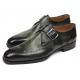 Paul Parkman ''98F54-GRN" Green Genuine Leather Monkstrap Wingtip Shoes.