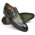 Paul Parkman ''98F54-GRN" Green Genuine Leather Monkstrap Wingtip Shoes.