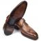 Paul Parkman ''98F54-BRW" Brown / Camel Genuine Leather Monkstrap Wingtip Shoes.