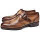 Paul Parkman ''98F54-BRW" Brown / Camel Genuine Leather Monkstrap Wingtip Shoes.