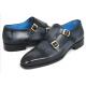 Paul Parkman ''045NVY62'' Navy Genuine Leather Double Monkstraps  Captoe Shoes.