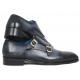 Paul Parkman ''045NVY62'' Navy Genuine Leather Double Monkstraps  Captoe Shoes.