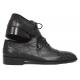 Paul Parkman ''24XS-BLK''Black Genuine Ostrich Captoe Shoes.