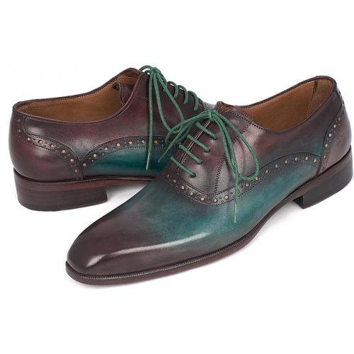 Paul Parkman ''GH88BB'' Genuine Leather Green / Bordeaux Plain Toe Shoes.