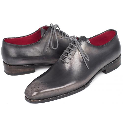 Paul Parkman ''KR254GRY'' Genuine Leather Gray / Black Medallion Toe  Shoes.