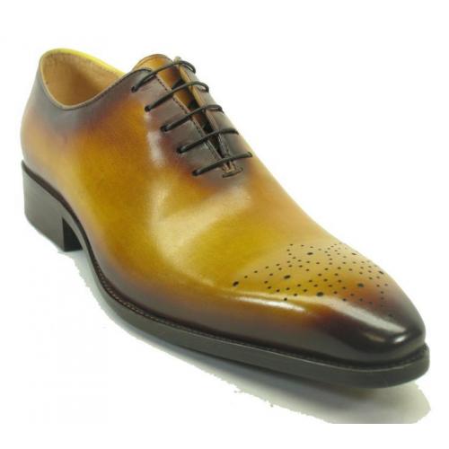 Carrucci Cognac Genuine Leather Wholecut Oxford Shoes KS503-36.