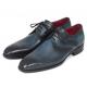 Paul Parkman "6584-NAVY" Navy / Blue Genuine Leather Medallion Toe Derby Shoes.