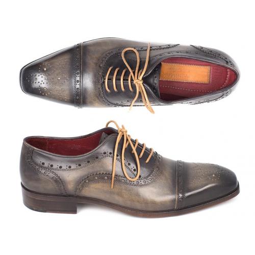 Paul Parkman "024-GRAY" Grey Genuine Leather Captoe Shoes.