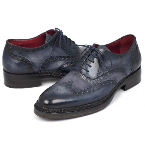 Paul Parkman 027-TRP-BLU Brogues Blue Leather Wingtip Shoes