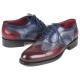Paul Parkman "BR027GRBL'' Bordeuax Grey / Blue Genuine Leather Wingtip Oxfords Handmade Shoes.