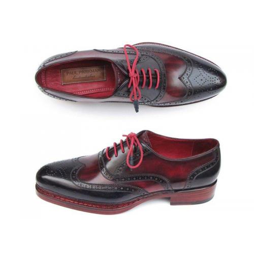 Paul Parkman "027-TRP-NVYBRD'' Brogues Navy / Red Genuine Leather Wingtip Shoes.