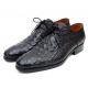 Paul Parkman "1438BLK'' Black Genuine Crocodile / Embossed Calfskin Shoes.