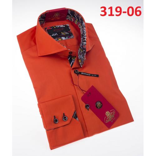Axxess Orange Cotton Modern Fit Dress Shirt With Button Cuff 319-06.