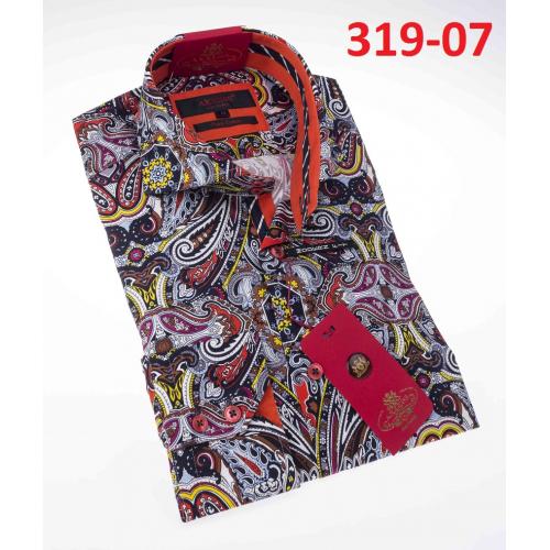 Axxess Multi Color Paisley Cotton Modern Fit Dress Shirt With Button Cuff 319-07.