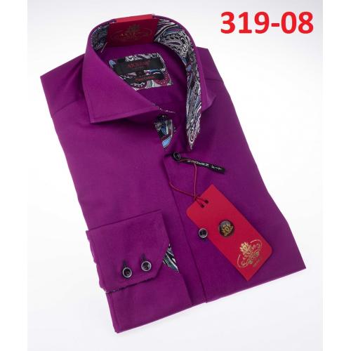 Axxess  Purple Cotton Modern Fit Dress Shirt With Button Cuff 319-08.