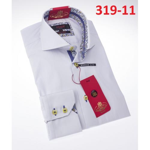 Axxess White Cotton Modern Fit Dress Shirt With Button Cuff 319-11.