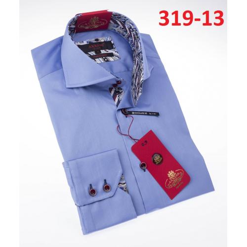Axxess Light Blue Cotton Modern Fit Dress Shirt With Button Cuff 319-13.