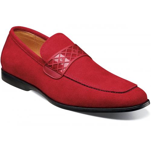 Stacy Adams "Crispin" Red Genuine Suede Moc Toe Slip On 25276-644.