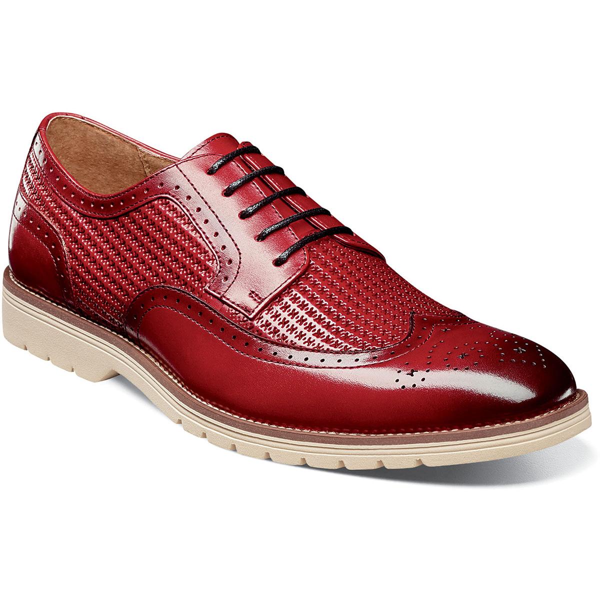 Stacy Adams Emile Red Genuine Leather Medallion Toe Shoes 25236-240 ...