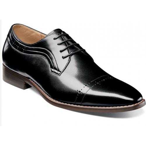 Stacy Adams "Shallon" Black Genuine Leather Cap-Toe Shoes 25236-001.