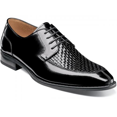 Stacy Adams "Winthrop" BlacK Genuine Leather Moc Toe Woven Shoes 25242-001.
