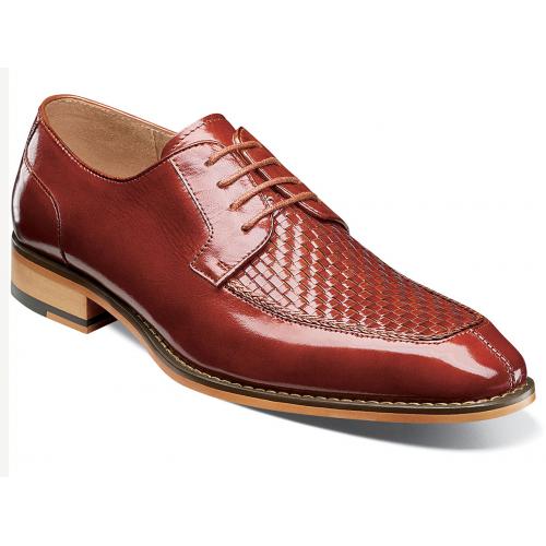 Stacy Adams Winthrop Cognac Genuine Leather Moc Toe Woven Shoes 25242 ...