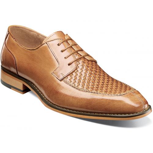 Stacy Adams "Winthrop" Tan Genuine Leather Moc Toe Woven Shoes 25242-240.