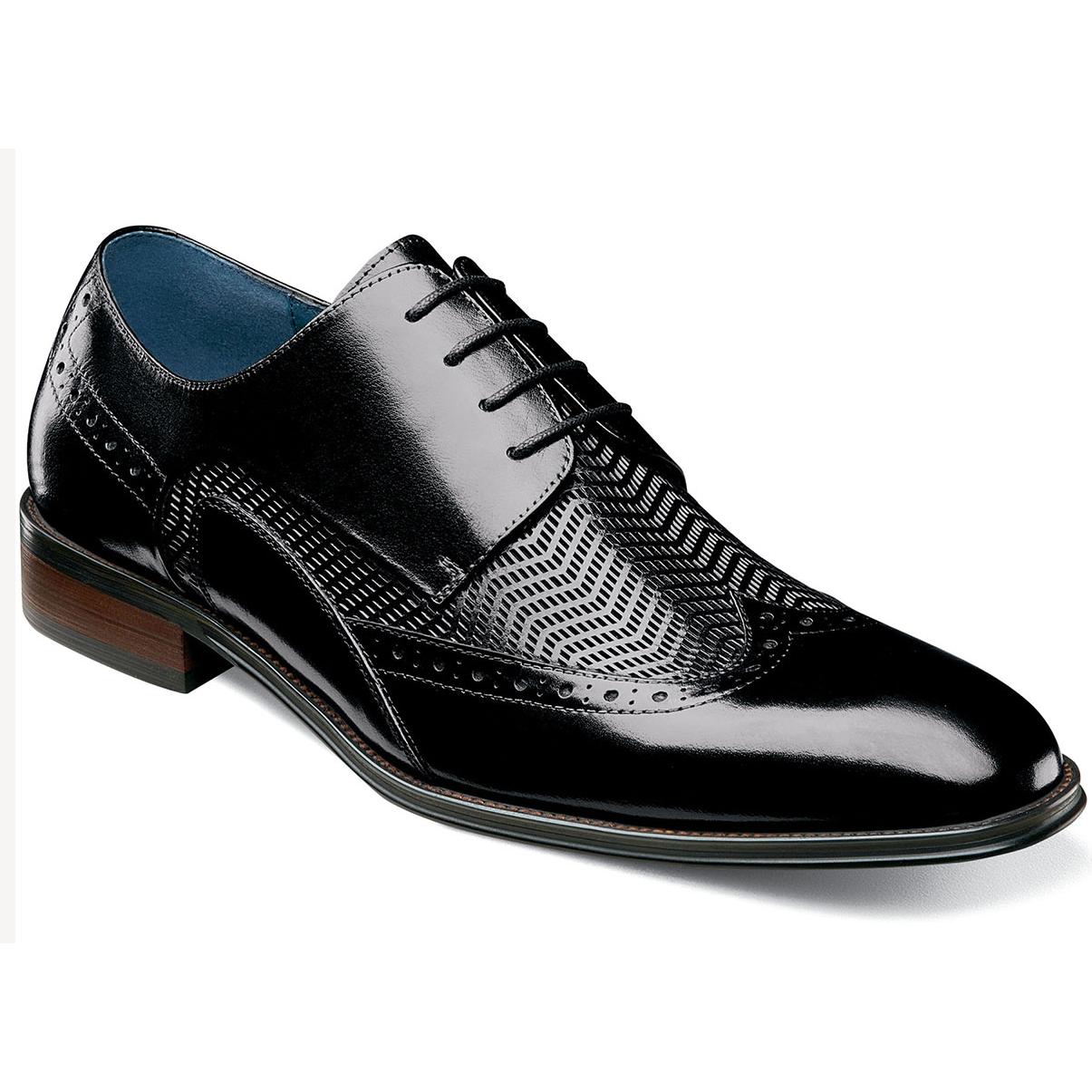 Stacy Adams Maguire Black Genuine Leather Wingtip Shoes 25238-001 ...