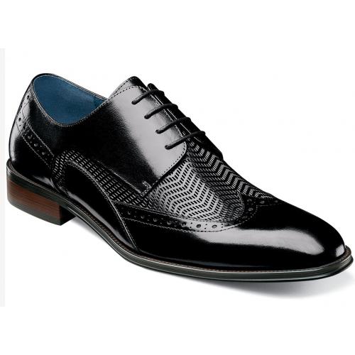 Stacy Adams "Maguire" Black Genuine Leather Wingtip Shoes 25238-001.