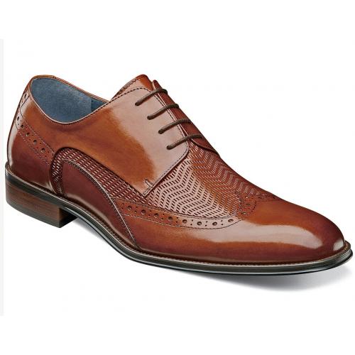 Stacy Adams "Maguire" Tan Genuine Leather Wingtip Shoes 25238-240.