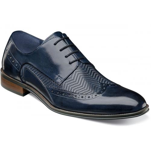 Stacy Adams "Maguire" Navy Genuine Leather Wingtip Shoes 25238-410.