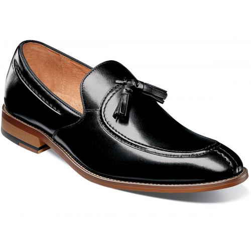 Stacy Adams "Donovan" Black Genuine Leather Moc Toe Drop Tassel Shoes 25232-001.