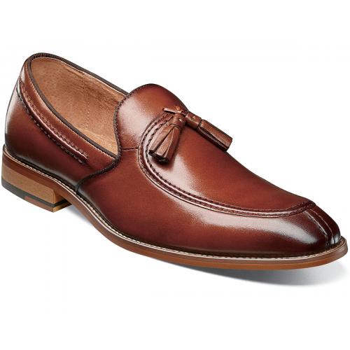 Stacy Adams "Donovan" Cognac Genuine Leather Moc Toe Drop Tassel Shoes 25232-221.