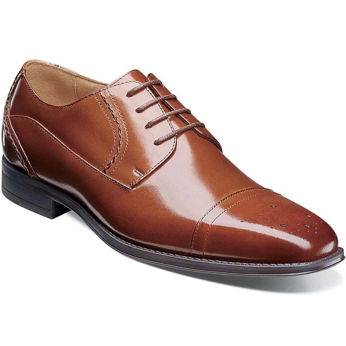 Stacy Adams Powell Cognac Genuine Leather Cap Toe Oxford Shoes 25246 ...