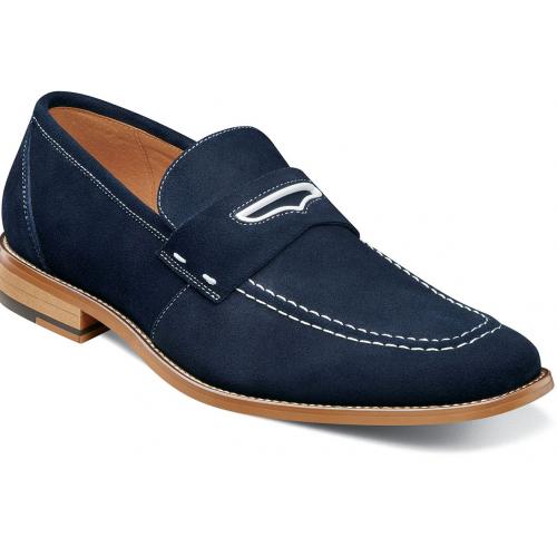 Stacy Adams Colfax Navy Genuine Suede Leather Moc Toe Penny Slip On ...